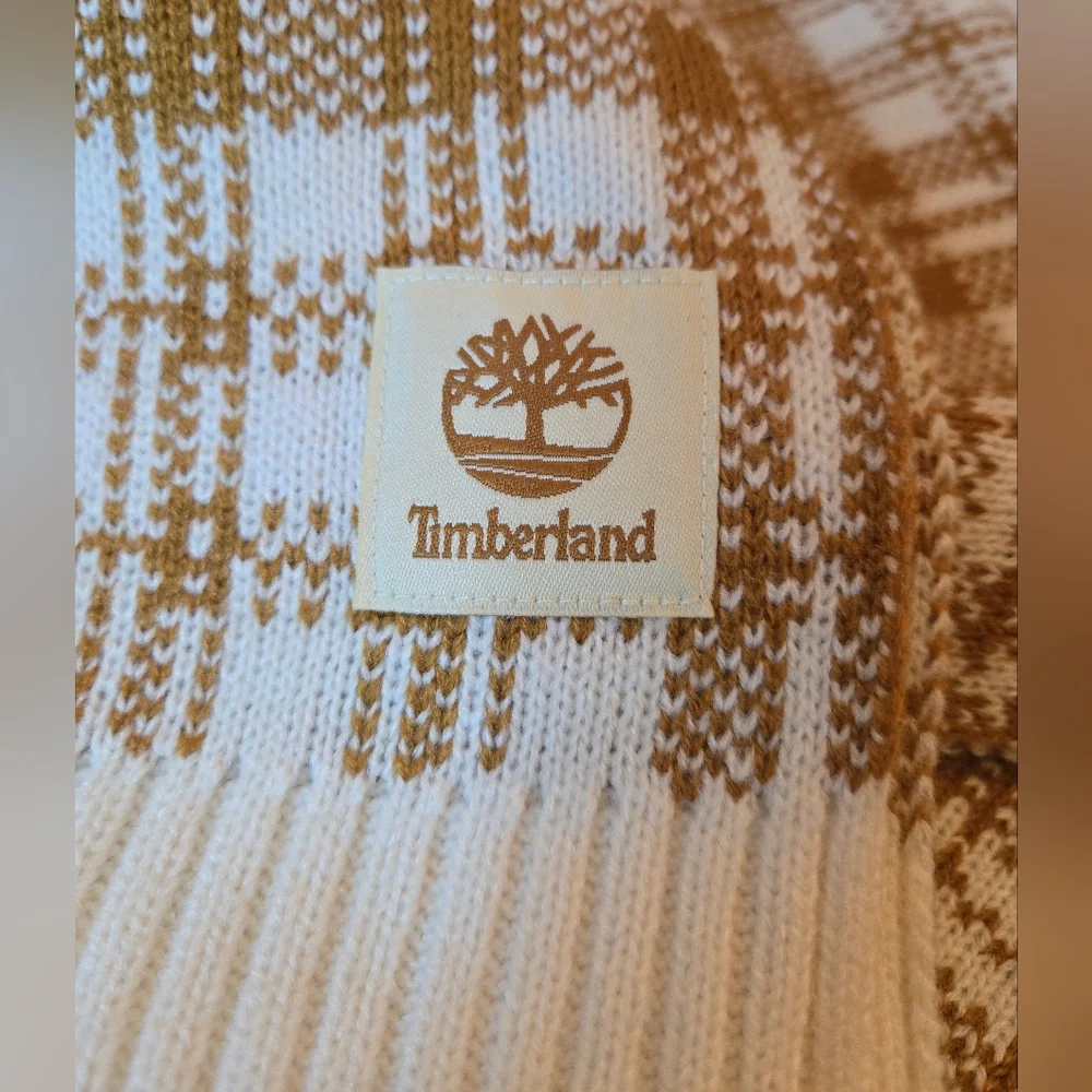 Timberland Gold And Cream Acrylic Plaid Scarf - New With‎ Tags - Cozy Knit